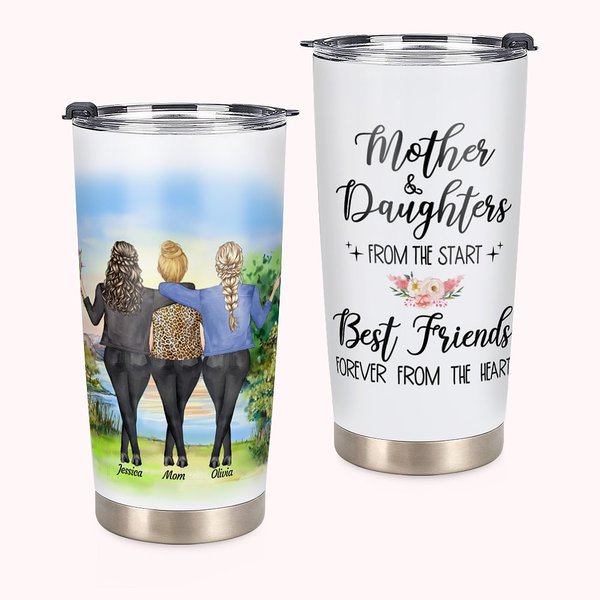 Personalizzato Madre e figlie migliori amiche per sempre 20 oz Tumbler Regalo per la festa della mamma per bevande calde e fredde