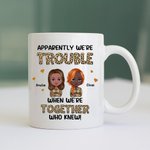 Personalizowany kubek Apparently We're Trouble Mama i Córka Biały kubek ceramiczny Prezent dla mamy Można myć w zmywarce i używać w kuchence mikrofalowej