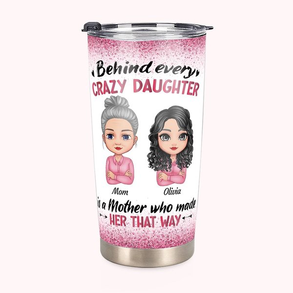 Personalized Declaration of  Mother and Daughter Love Glitter Background 20oz Tumbler Daily Use