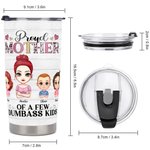 Mère fière personnalisée avec des enfants idiots, un joli gobelet familial de 20 oz, cadeau de fête des mères pour boissons chaudes et froides