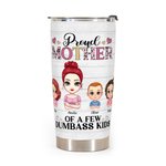 Mère fière personnalisée avec des enfants idiots, un joli gobelet familial de 20 oz, cadeau de fête des mères pour boissons chaudes et froides