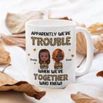 Personalizowany kubek Apparently We're Trouble Mama i Córka Biały kubek ceramiczny Prezent dla mamy Można myć w zmywarce i używać w kuchence mikrofalowej