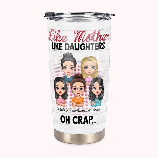 Personalized Like Mother Like Daughters Heart Background Showing Love for Each Other 20oz Tumbler Women's Day Gift for Hot and Cold Drinks
