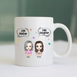 Spersonalizowany kubek ceramiczny Jak matka jak córka Matka i córka Biały kubek ceramiczny Prezent dla matki Kubek do kawy