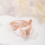 Personalised Birthstone and Birth Month Butterfly Name Ring