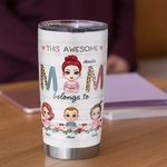 Gepersonaliseerde Awesome Mom met haar kinderen Bloemen Element 20oz Tumbler Vrouwendag geschenk voor warme en koude dranken