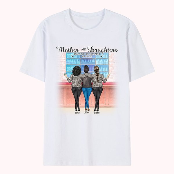 Personalized Mother and Daughter Friends Forever Shop Window Background Flowers T-shirt Mother's Day