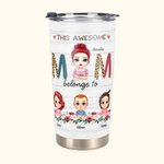 Gepersonaliseerde Awesome Mom met haar kinderen Bloemen Element 20oz Tumbler Vrouwendag geschenk voor warme en koude dranken