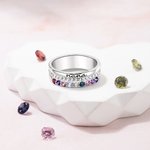 Gepersonaliseerde Familie Zirkoon Ring met 1-10 Geboortestenen en Gegraveerde Tekst Vrouwen Sieraden Verjaardag Moederdag Cadeau voor Mama Oma