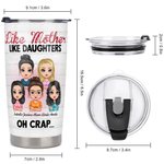 Personalized Like Mother Like Daughters Heart Background Showing Love for Each Other 20oz Tumbler Women's Day Gift for Hot and Cold Drinks