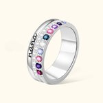 Gepersonaliseerde Familie Zirkoon Ring met 1-10 Geboortestenen en Gegraveerde Tekst Vrouwen Sieraden Verjaardag Moederdag Cadeau voor Mama Oma