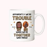 Personalizowany kubek Apparently We're Trouble Mama i Córka Biały kubek ceramiczny Prezent dla mamy Można myć w zmywarce i używać w kuchence mikrofalowej