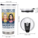 Personalised Proud Mother and Daughter Striped Background Love My Mom 20oz Tumbler Thanksgiving Day Gift Daily Use
