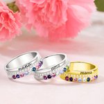 Gepersonaliseerde Familie Zirkoon Ring met 1-10 Geboortestenen en Gegraveerde Tekst Vrouwen Sieraden Verjaardag Moederdag Cadeau voor Mama Oma