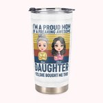 Personalised Proud Mother and Daughter Striped Background Love My Mom 20oz Tumbler Thanksgiving Day Gift Daily Use