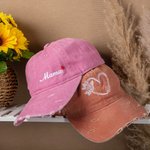 Cappello da baseball personalizzato con nome ricamato in stile vintage con cuore per la mamma, la nonna, il regalo di compleanno per la festa della mamma