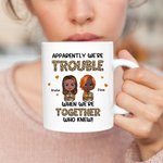 Personalizowany kubek Apparently We're Trouble Mama i Córka Biały kubek ceramiczny Prezent dla mamy Można myć w zmywarce i używać w kuchence mikrofalowej