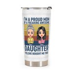 Personalised Proud Mother and Daughter Striped Background Love My Mom 20oz Tumbler Thanksgiving Day Gift Daily Use