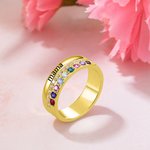 Gepersonaliseerde Familie Zirkoon Ring met 1-10 Geboortestenen en Gegraveerde Tekst Vrouwen Sieraden Verjaardag Moederdag Cadeau voor Mama Oma