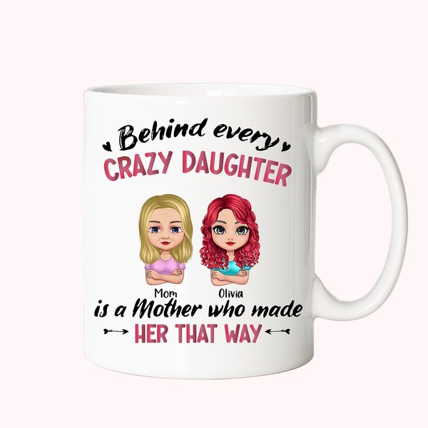 Personalizowany kubek ceramiczny na prezent dla mamy - za każdą szaloną córką stoi matka, która ją stworzyła