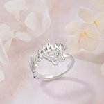 Personalised Birthstone and Birth Month Butterfly Name Ring