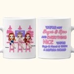 Personalisierte Besties Schwestern Frauen Freundschaft Weiße Keramiktasse Geschenk Spülmaschinen- und mikrowellengeeignet
