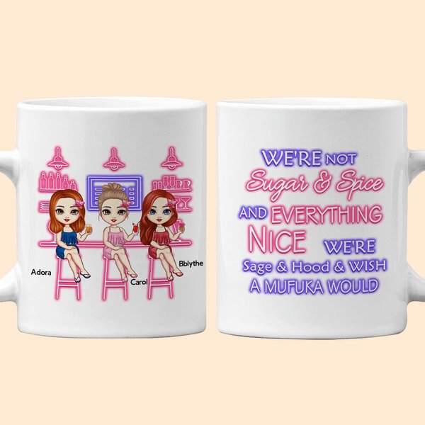 Personalisierte Besties Schwestern Frauen Freundschaft Weiße Keramiktasse Geschenk Spülmaschinen- und mikrowellengeeignet