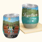Personalised  Couple Love Forever Lake and Forest  Wine Tumbler Birthday Easy to Clean