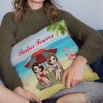 Personalised Sisters by Heart Besties Best Friends Sisters Forever Seaside Summer Throw Pillow Cover Best Friend Gift Home Decoration