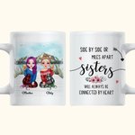 Besties personnalisés seront toujours connectés par Heart Mountain Lake View Tasse en céramique blanche Cadeaux d'ami Passe au lave-vaisselle et a