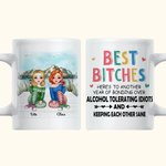 Personalized Best Bitches Keeping Each Other Sane Mountain Lake View White Ceramic Mug Friend Gifts for Office and Home
