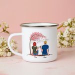 Personnalisé ensemble depuis des années Couple rose fleur arbre amour émail tasse 11 oz anniversaire Saint Valentin cadeau