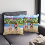 Personalised Girls Sisters Friendship Seaside Blue Sky Vacation Seagull Throw Pillow Cover Birthday Home Decoration