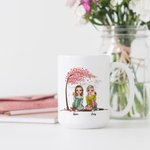 Personalized Best Bitches Keeping Each Other Sane Cherry Blossom Tree White Ceramic Mug Friend Gifts Coffee Mug