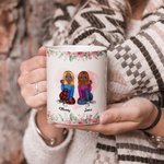 Personalised Best Bitches Keeping Each Other Sane Decorative Flower Border White Ceramic Mug Friendship Gifts Coffee Mug