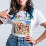 T-shirt personnalisé de voyage de voiture de partie de plage d'arbre de noix de coco de Besties Besties Cadeau d'anniversaire Voyage