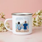 Esposo y Esposa Personalizada Compañero de Viaje para la Vida Pareja en la Costa del Mar Esmalte Taza Durable Día de San Valentín Cumpleaños