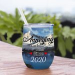 Personnalisé Couple Love Each Other Watch Snow Scene Wine Tumbler Anniversary 12oz