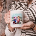 Besties personnalisés seront toujours connectés par Heart Mountain Lake View Tasse en céramique blanche Cadeaux d'ami Passe au lave-vaisselle et a