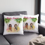 Personalized Girlfriends Friendship Heart To Heart Seaside Sunset Beach Throw Pillow Cover Anniversary for Living Room
