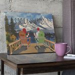 Personalized Snow Mountain You and Me Couple on Chairs Poster Frameless Painting Christmas Birthday Wall Art Print