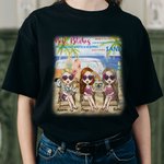 T-shirt personnalisé de voyage de voiture de partie de plage d'arbre de noix de coco de Besties Besties Cadeau d'anniversaire Voyage