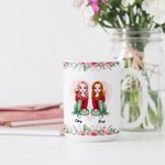 Meilleurs amis personnalisés Merci pour la conception de fleurs debout Tasse en céramique blanche Cadeaux d'ami Passe au lave-vaisselle et au micr