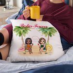 Personalized Girlfriends Friendship Heart To Heart Seaside Sunset Beach Throw Pillow Cover Anniversary for Living Room