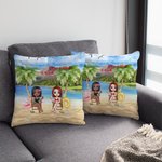Personalised Best Friend Best Friend Girl Friendship Story Seaside Blue Sky Vacation Throw Pillow Cover Anniversary Home Decoration