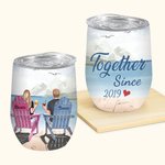 Personalised Couple Together Love Forever Seaside Wine Tumbler Anniversary Suitable for Hot and Cold Liquids
