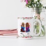 Personalised Best Bitches Keeping Each Other Sane Decorative Flower Border White Ceramic Mug Friendship Gifts Coffee Mug