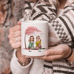 Personalized Best Bitches Keeping Each Other Sane Cherry Blossom Tree White Ceramic Mug Friend Gifts Coffee Mug