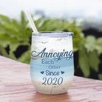 Personnalisé Couple Love Each Other for Many Years Travel Together Snow Wine Tumbler Anniversary Suitable for Hot and Cold Liquids