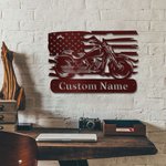 Personalized Motorcycle Art Metal Wall Art Biker USA Flag Art Gift for Motorcyclists